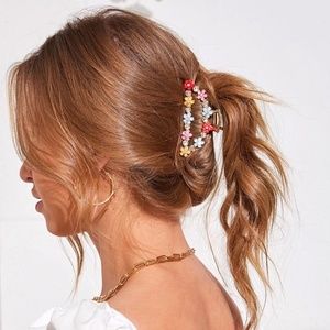 Rhinestone & Flower Decor Hair Claw